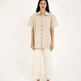 SRTIPES SHORT-SLEEVES LINEN SHIRT