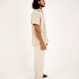 SRTIPES SHORT-SLEEVES LINEN SHIRT