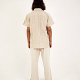 SRTIPES SHORT-SLEEVES LINEN SHIRT