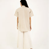 SRTIPES SHORT-SLEEVES LINEN SHIRT