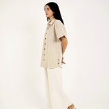 SRTIPES SHORT-SLEEVES LINEN SHIRT