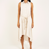 LINEN HIGH-LOW MIDI DRESS