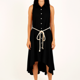 LINEN HIGH-LOW MIDI DRESS