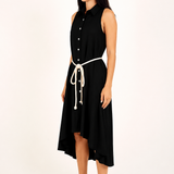 LINEN HIGH-LOW MIDI DRESS