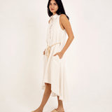 LINEN HIGH-LOW MIDI DRESS