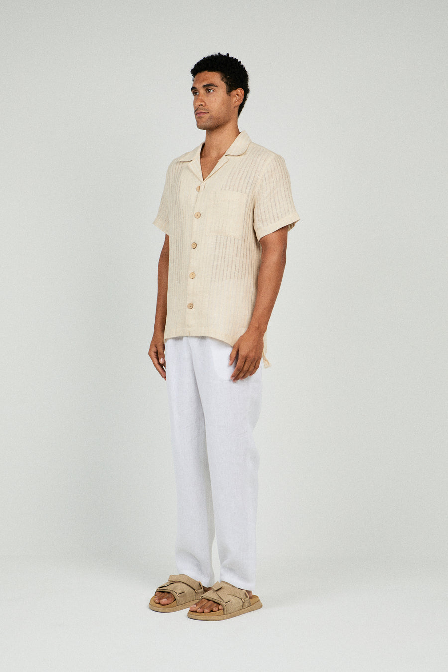 BREEZY LINEN CAMP COLLAR SHIRT