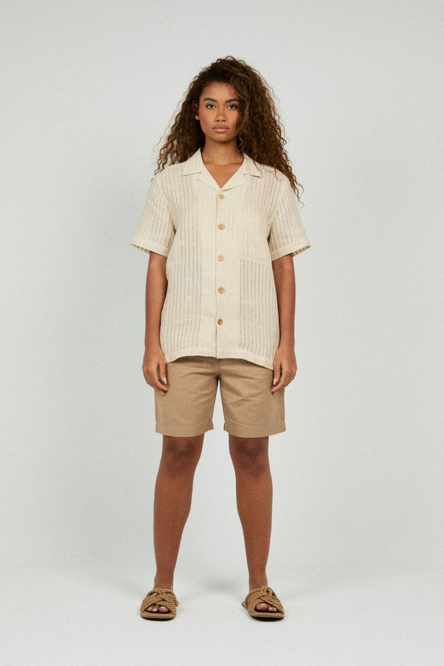 BREEZY LINEN CAMP COLLAR SHIRT
