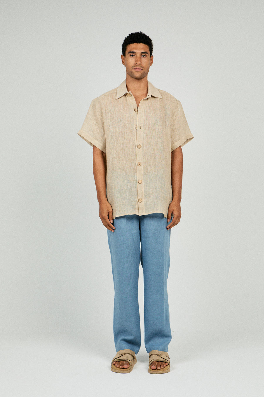 Oversized Textured Linen Shirt