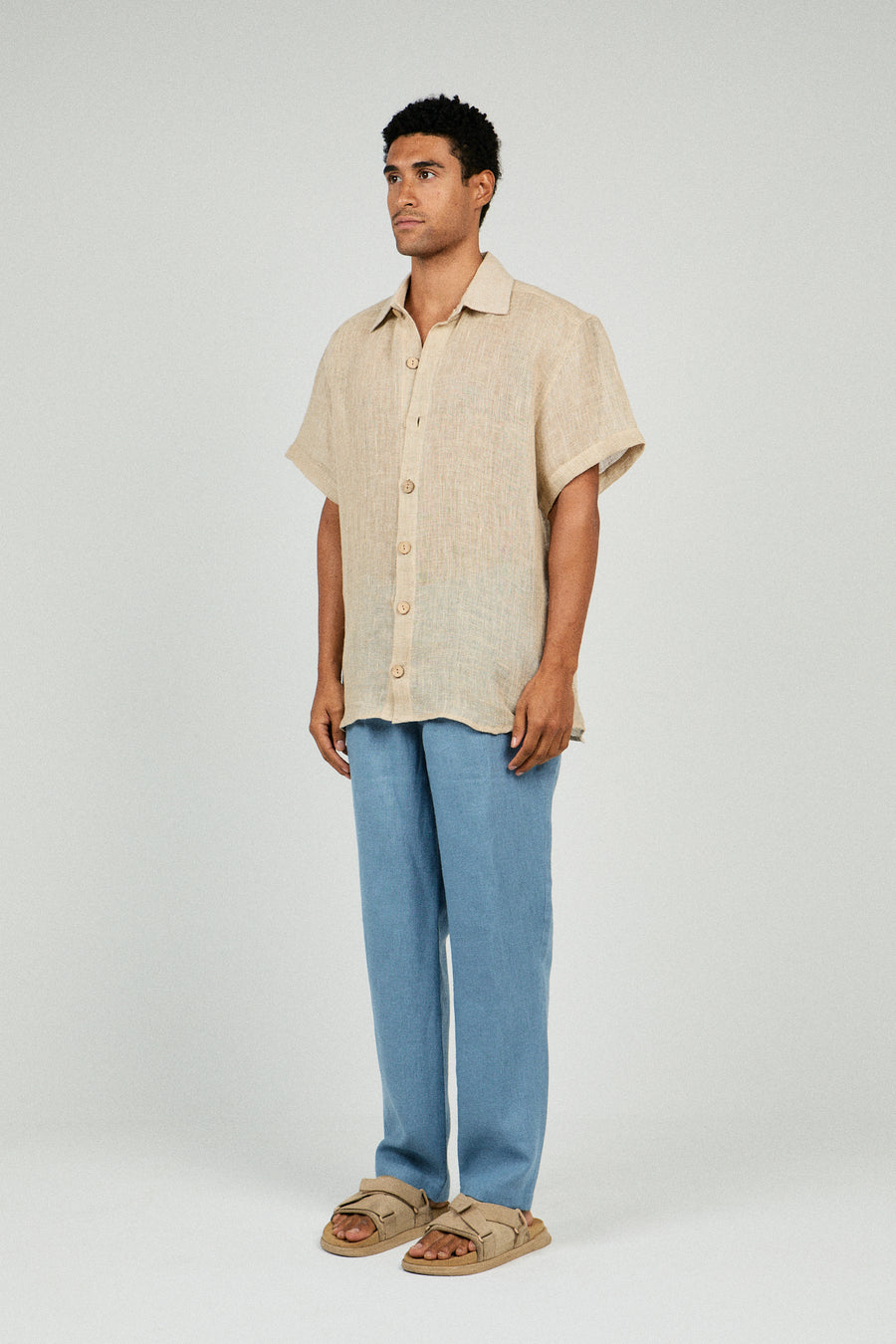 Oversized Textured Linen Shirt