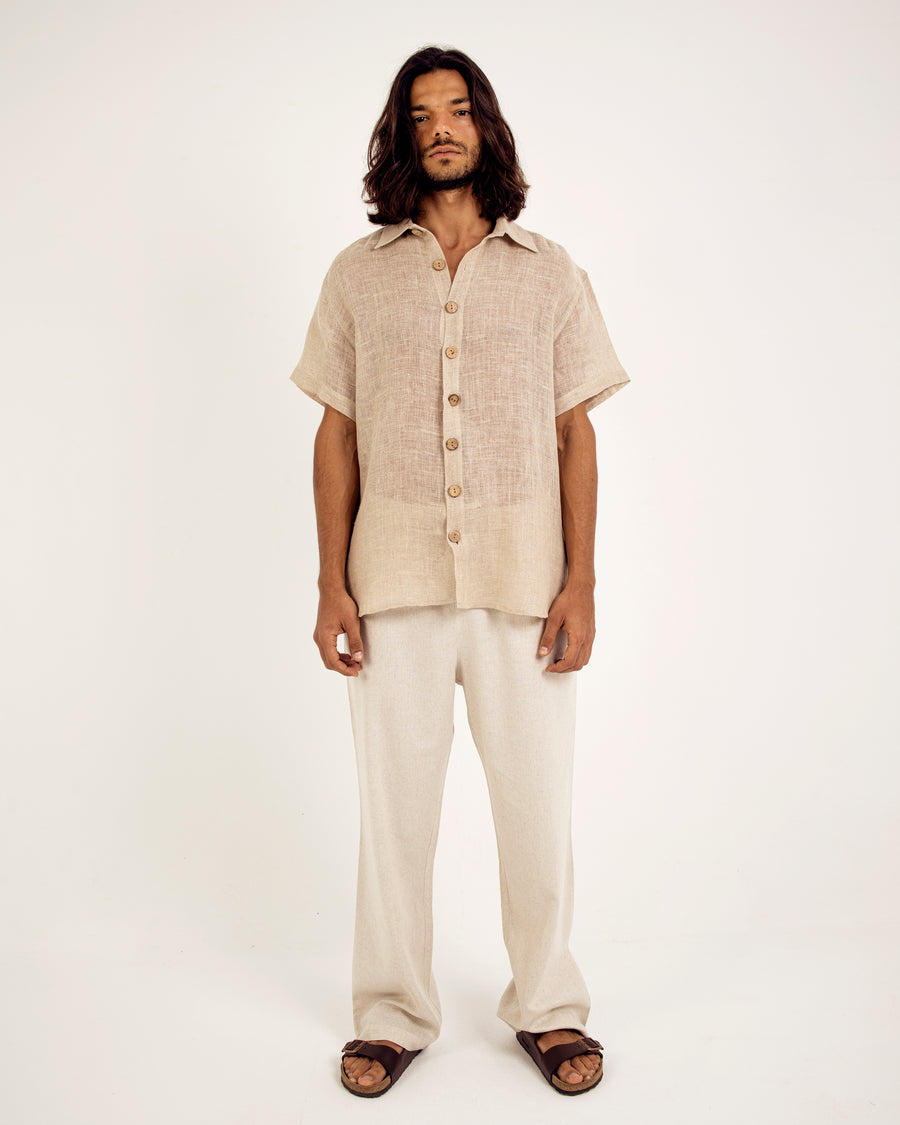 SHORT-SLEEVES LINEN SHIRT