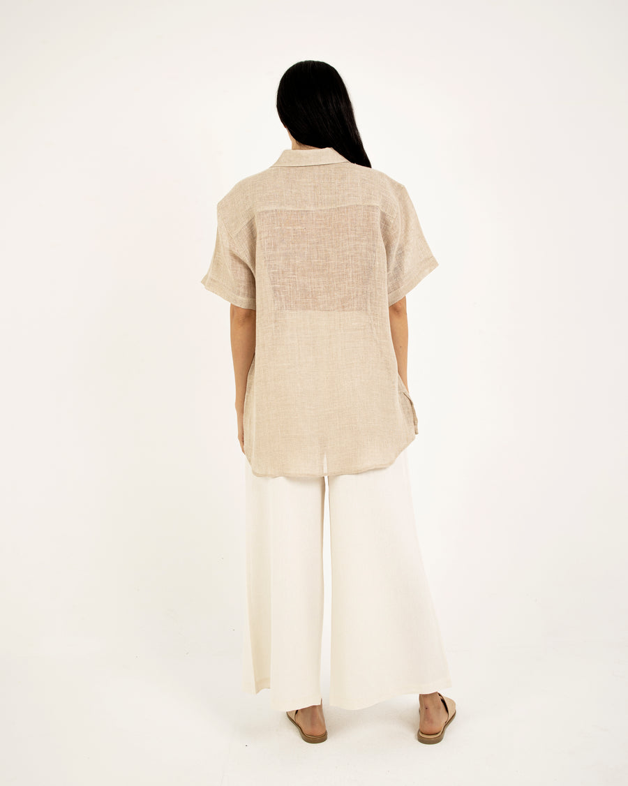 Oversized Textured Linen Shirt
