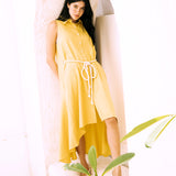 LINEN HIGH-LOW MIDI DRESS