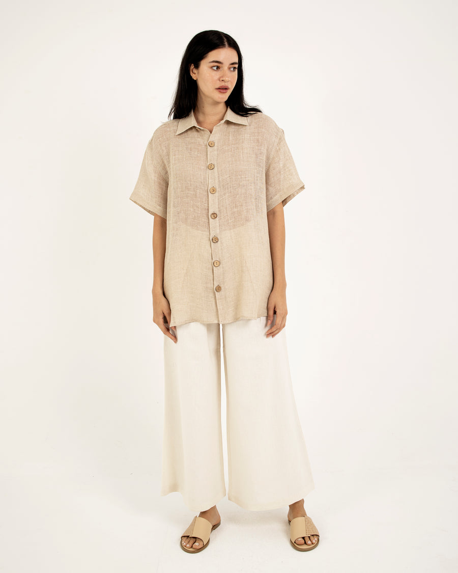 SHORT-SLEEVES LINEN SHIRT