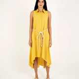 LINEN HIGH-LOW MIDI DRESS