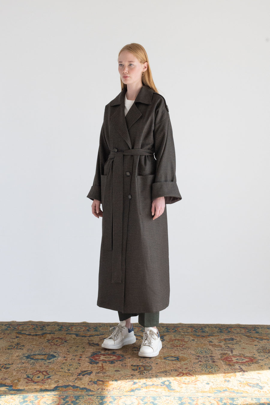 DOUBLE-BREASTED CASHMERE MERINO WOOL TRENCH COAT
