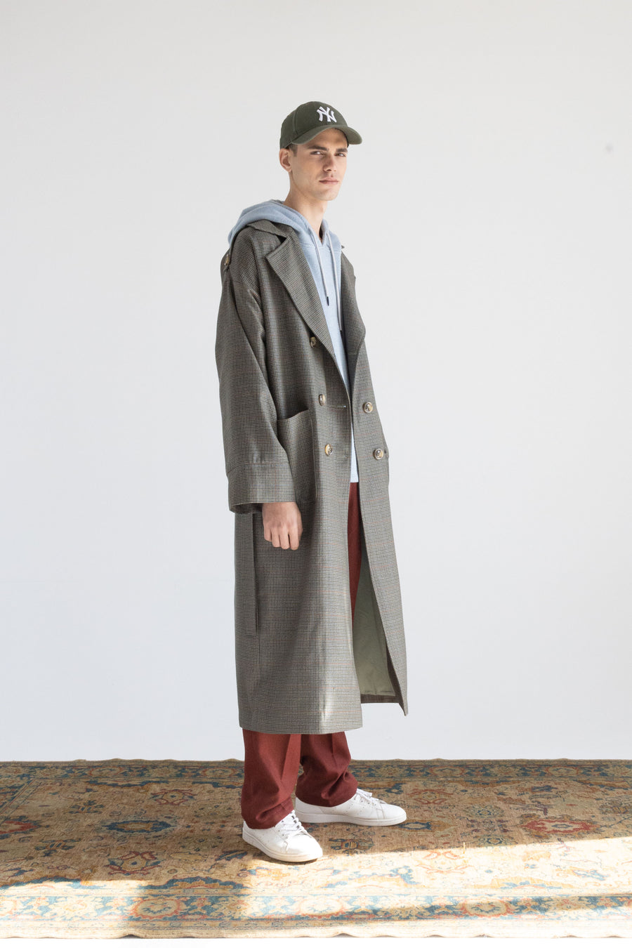 DOUBLE-BREASTED MERINO WOOL TRENCH COAT