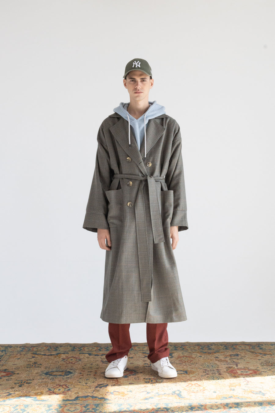 DOUBLE-BREASTED MERINO WOOL TRENCH COAT