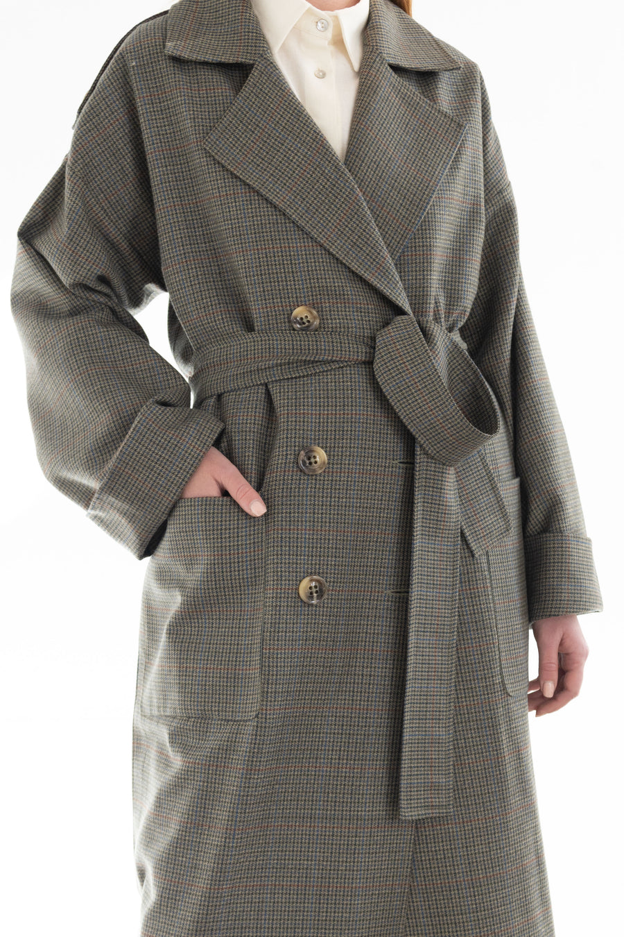 DOUBLE-BREASTED MERINO WOOL TRENCH COAT