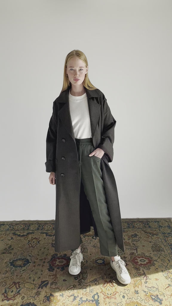DOUBLE-BREASTED MERINO WOOL TRENCH COAT – SHOP MEROË