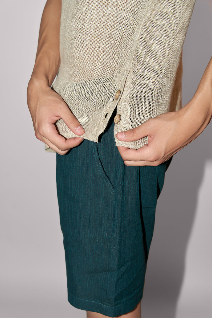 SHORT SLEEVES SHIRT TEXTURED LINEN