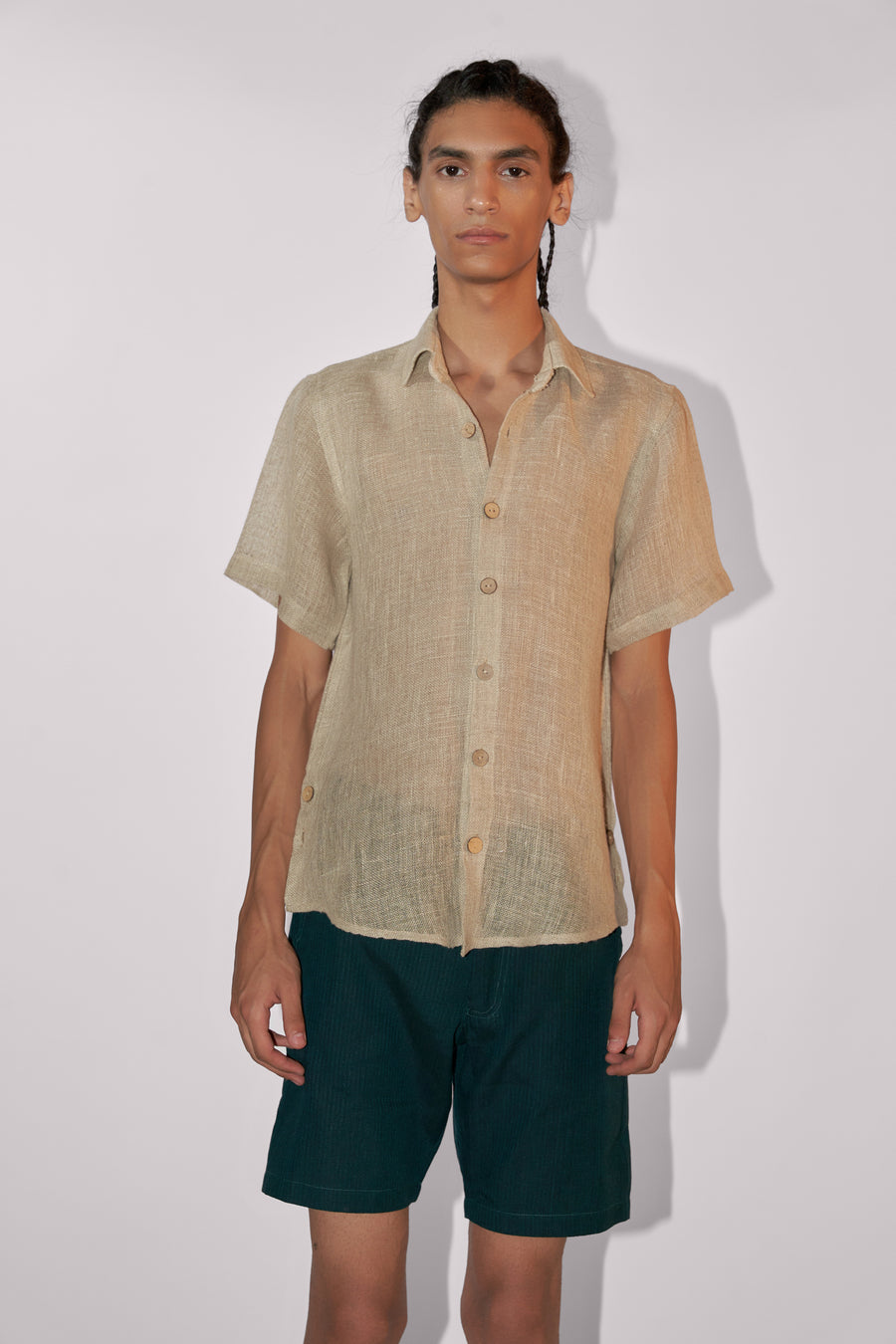 SHORT SLEEVES SHIRT TEXTURED LINEN