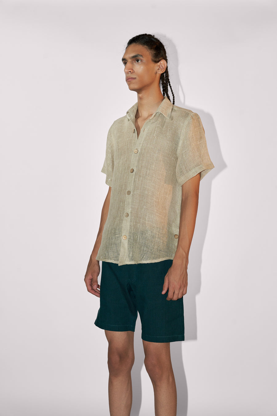 SHORT SLEEVES SHIRT TEXTURED LINEN
