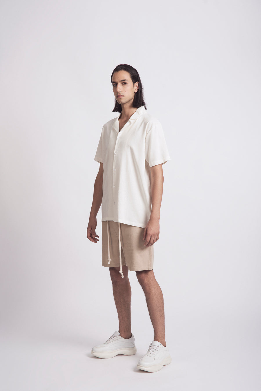 SHORT SLEEVE CAMP-COLLAR LINEN SHIRT