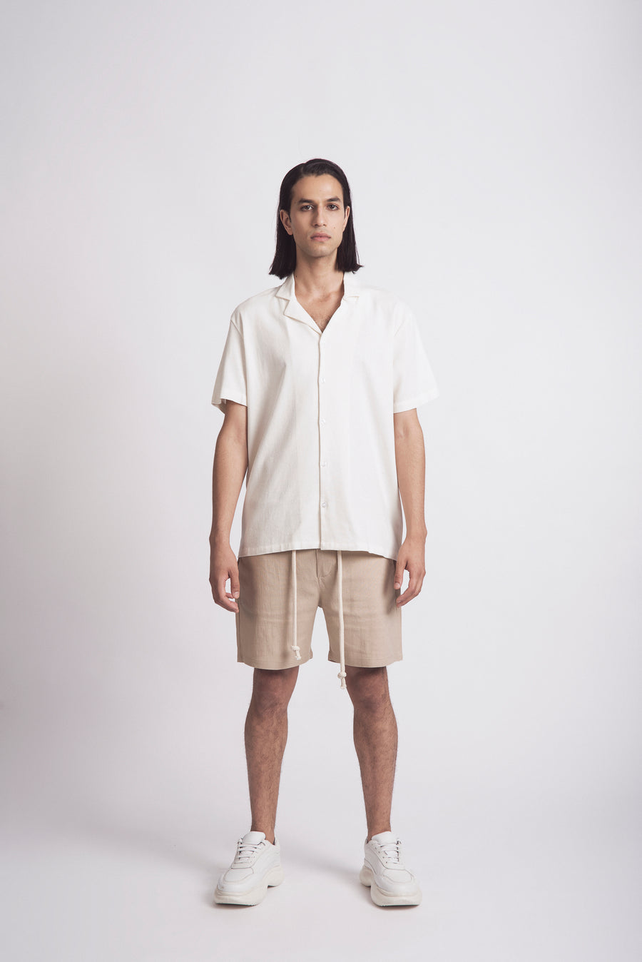 SHORT SLEEVE CAMP-COLLAR LINEN SHIRT