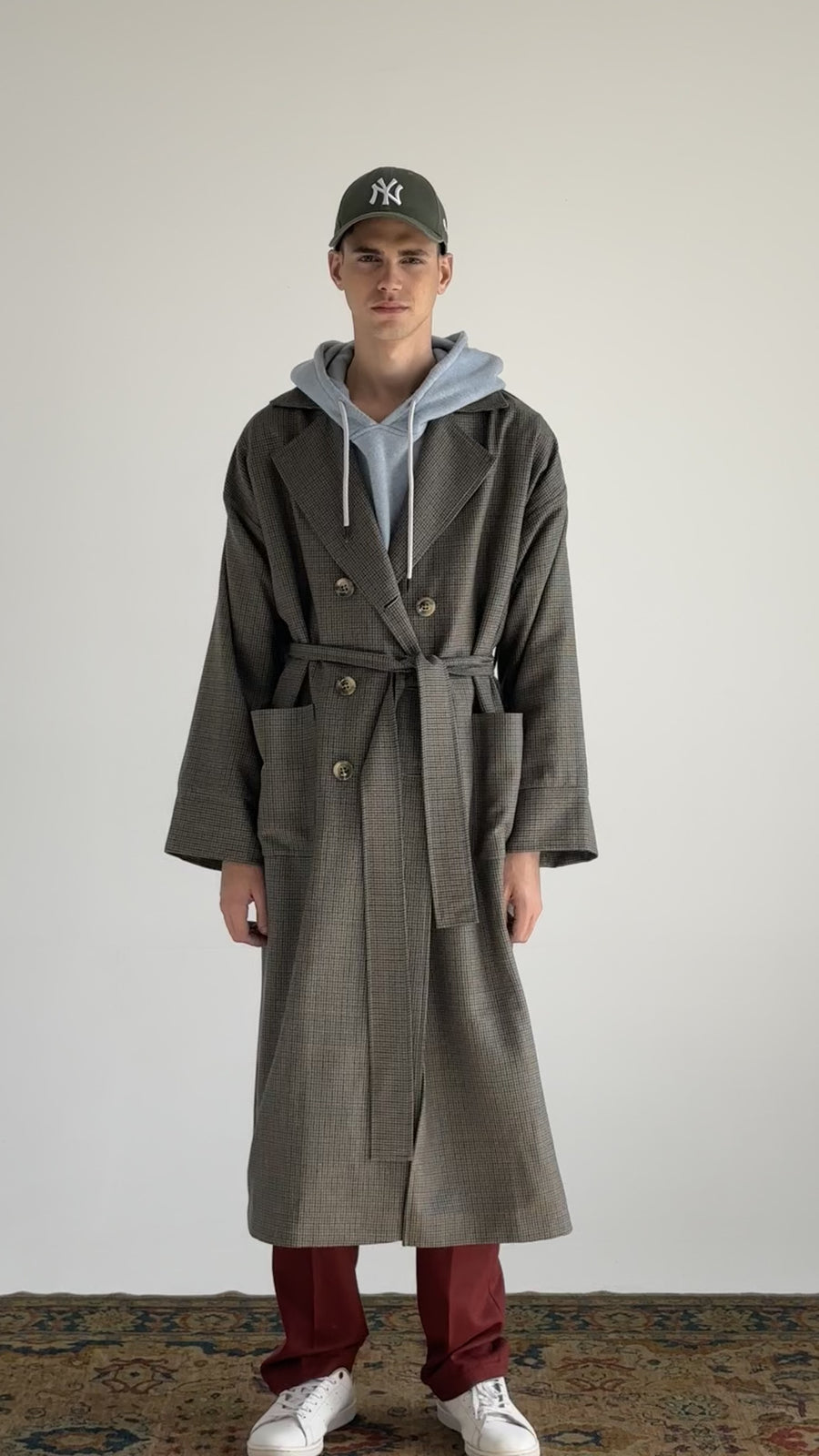 DOUBLE-BREASTED MERINO WOOL TRENCH COAT